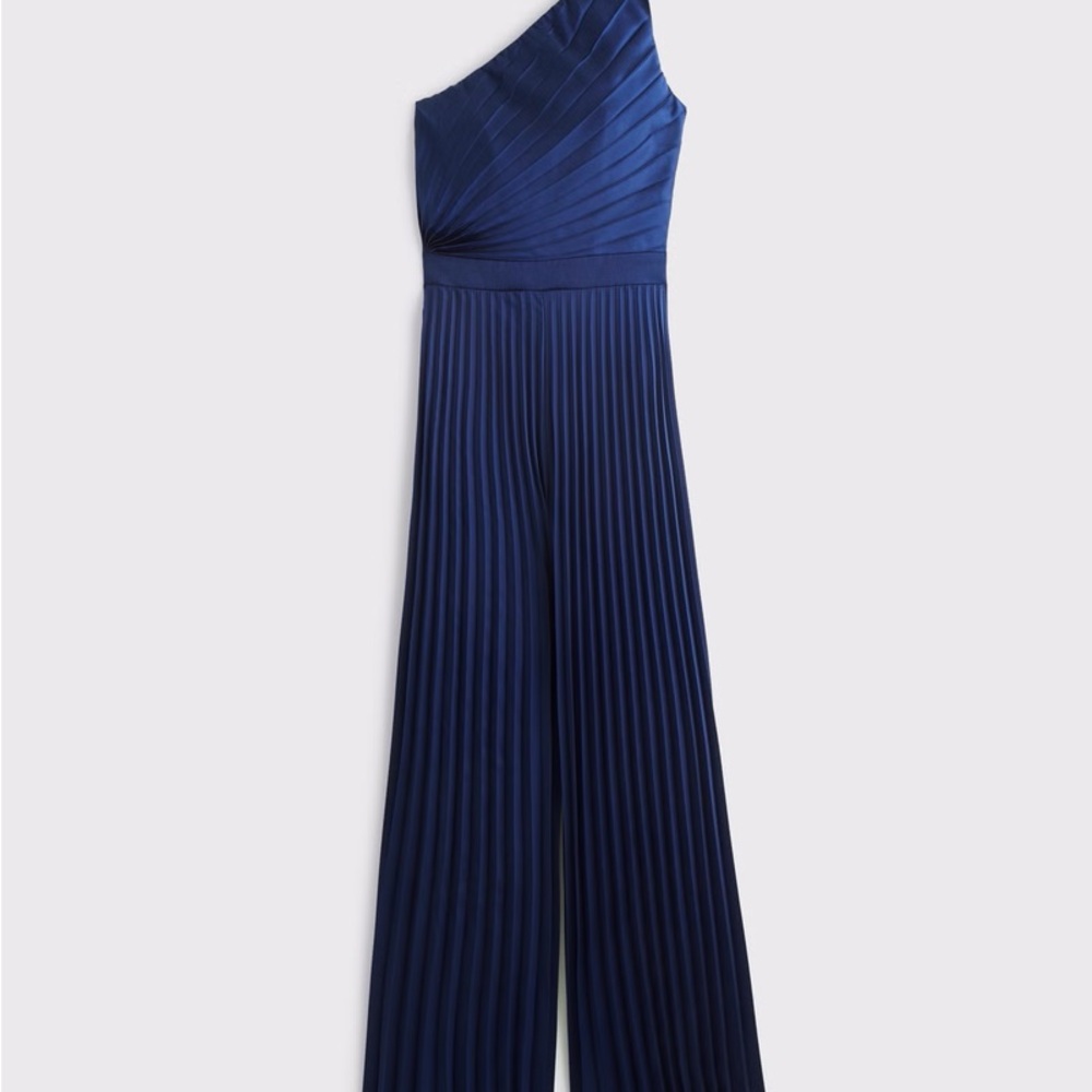 NWT Abercrombie & Fitch Giselle Pleated One-Shoulder Jumpsuit in Navy